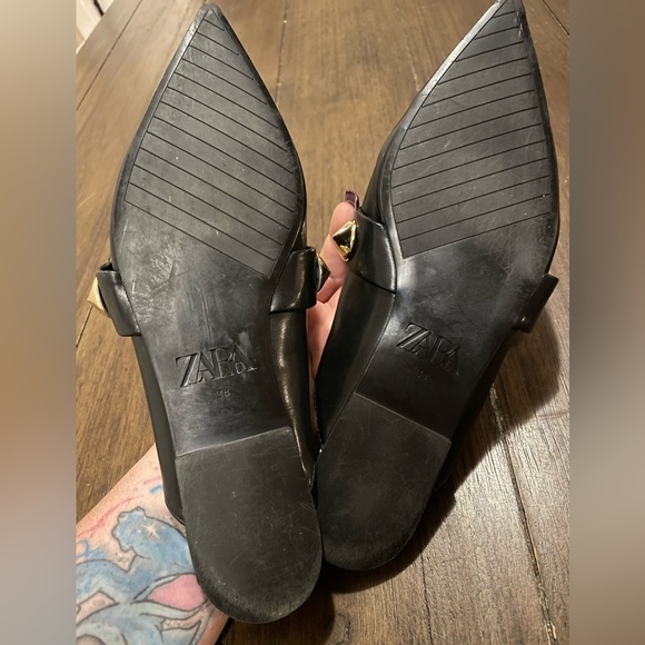 Zara leather Mules with golden Studs - Picture 3 of 5